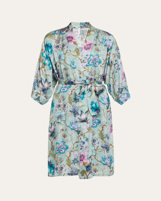 Reve En Fleurs Floral-Print Satin Robe